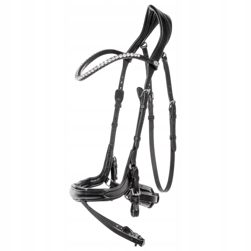 Ogłowie dla konia Kavalkade Calla anatomiczne skórzane czarne Cob