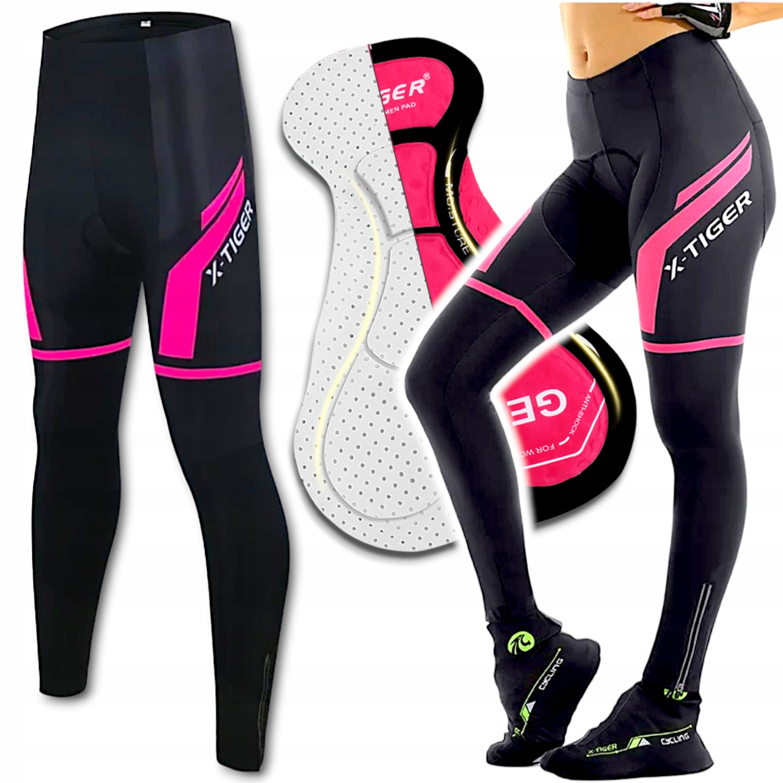 Leginsy Spodnie Getry Rowerowe Kolarskie Sportowe Długie Z Wkłdką Żelową 3D
