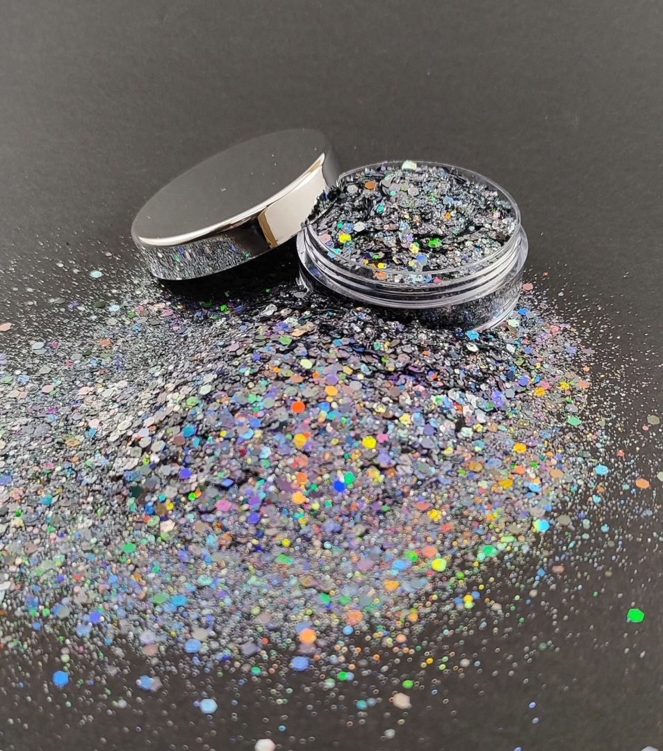 Brokat Szary Sypki Holograficzny MIX Glitter 20 ml