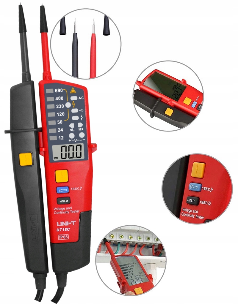 Měřič Napětí A Fází Uni-t UT18C Automat 3 Fázový