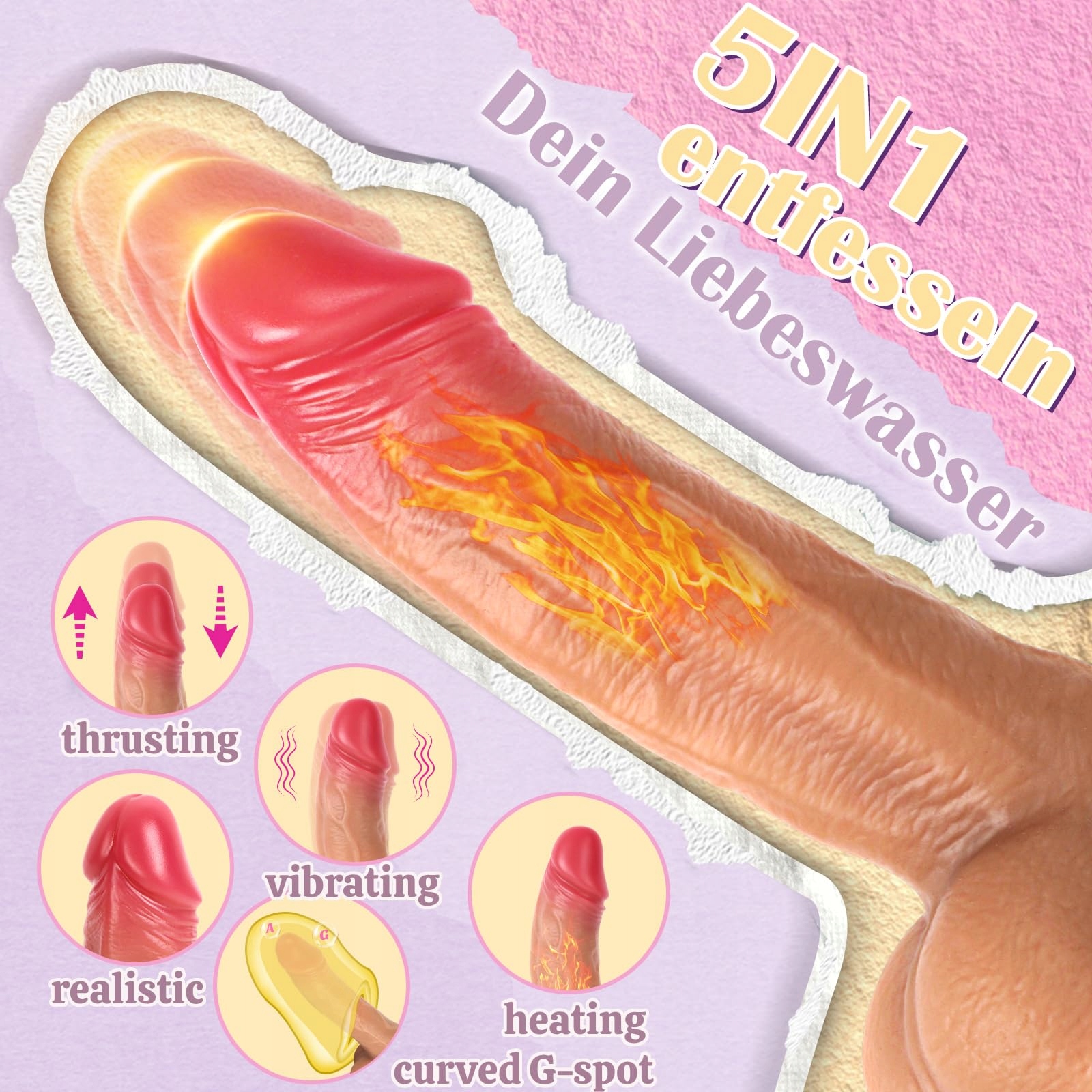 DILDO VIBRATOR Wibrator Dla Kobiet Realistyczny Dildo Z Funkcją Pchnięcia — miniatura 2