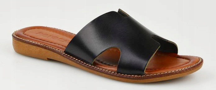 POTOCKI Klapki Czarne Skórzane 64013 r.40