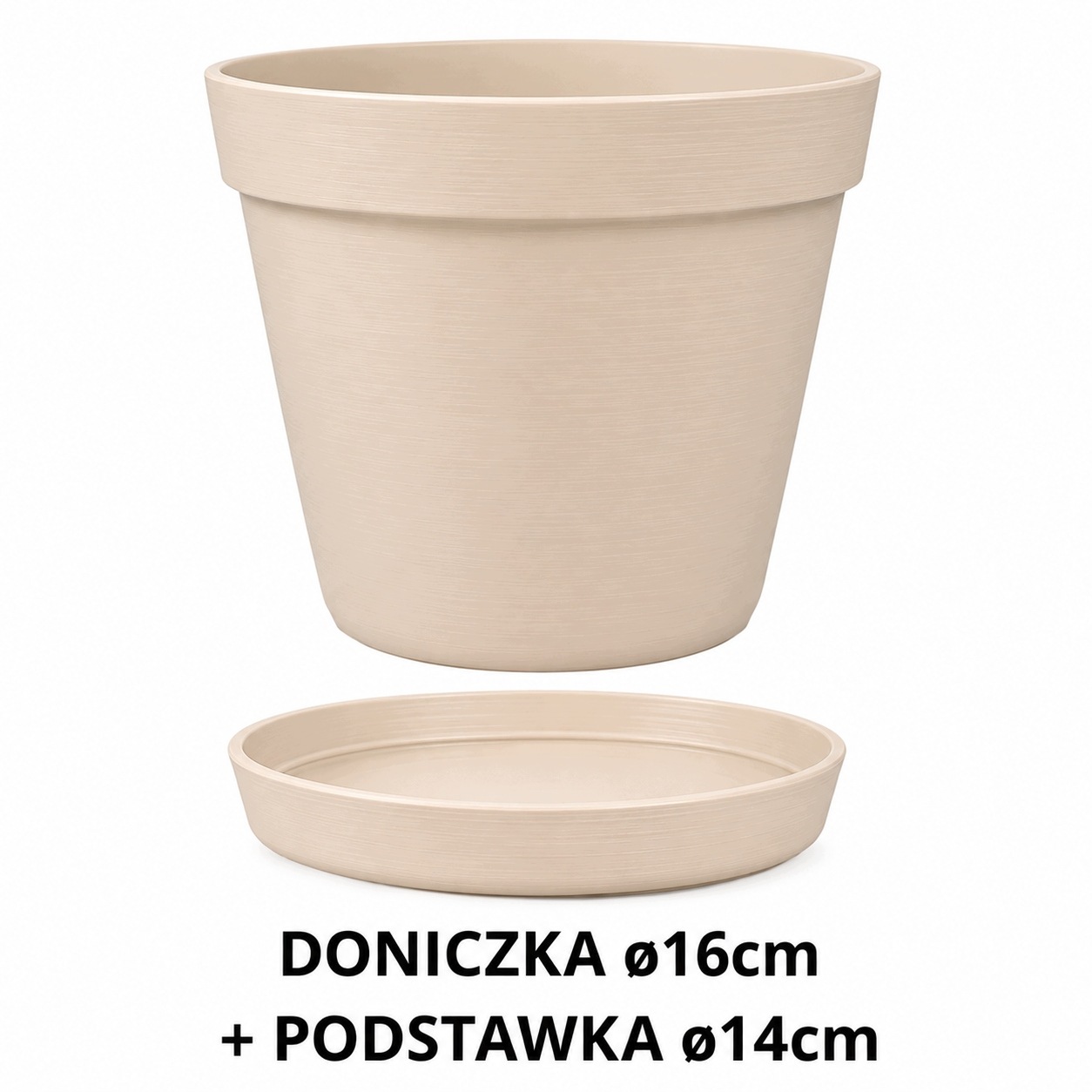 ZESTAW Doniczka 16cm+Podstawka 14cm,1,77L Stylowy Zestaw EKO, LATTE