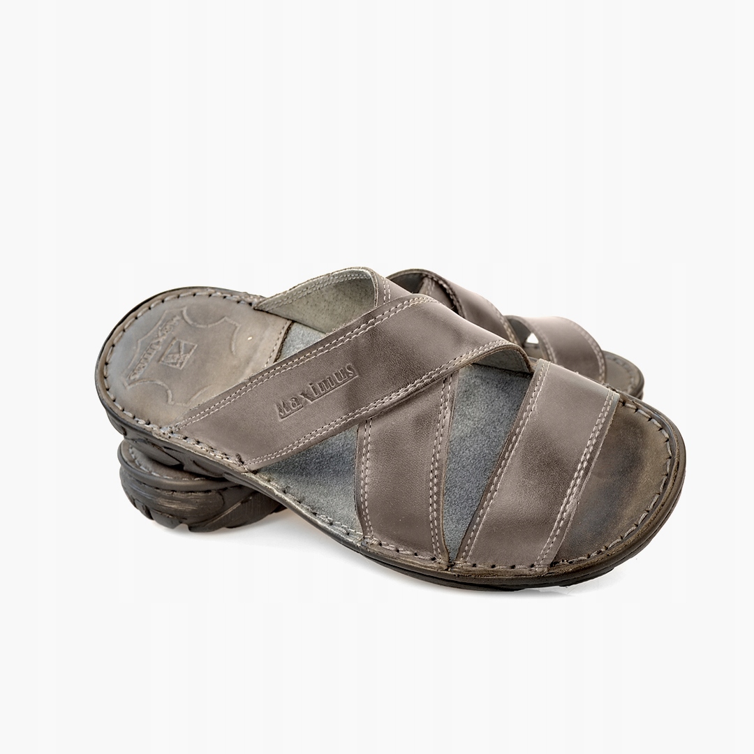 

036 polskie wygodne klapki skórzane Maximus Sz 42