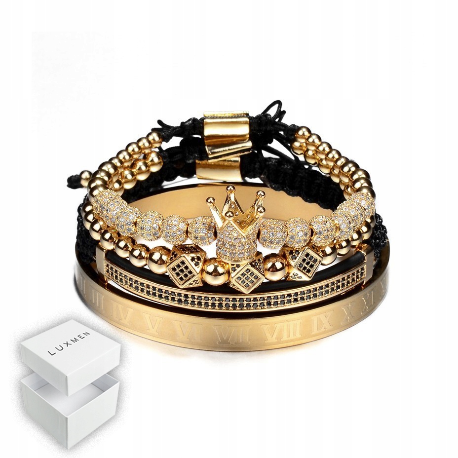 Náramek zlatá koruna sada korálků Luxmen pro eleganci