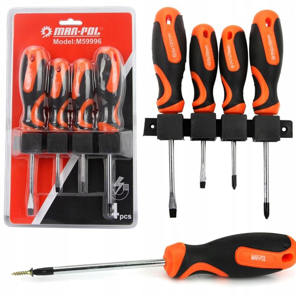 ZESTAW ŚRUBOKRĘTÓW WKRĘTAKÓW Z MAGNESEM 4SZT