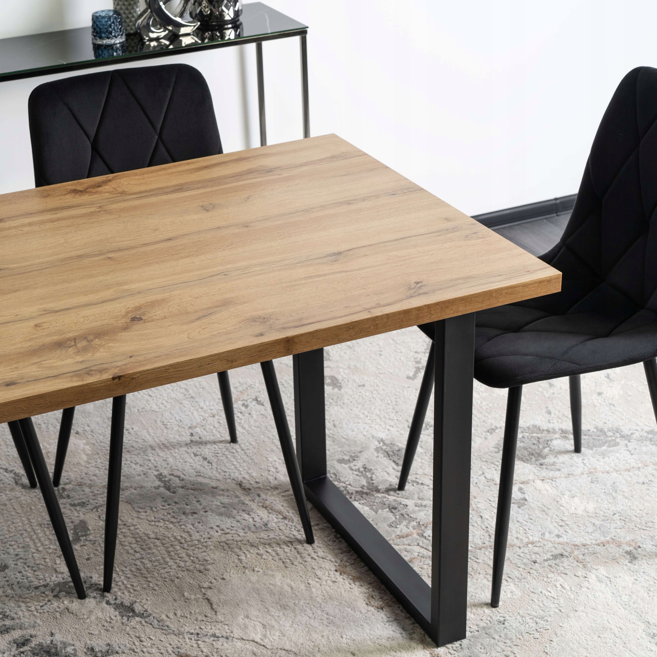 Stół 135 cm Do Jadalni Salonu Loft Prostokątny Dąb Złoty Czarne Nogi GLOS Marka MEBEL ELITE