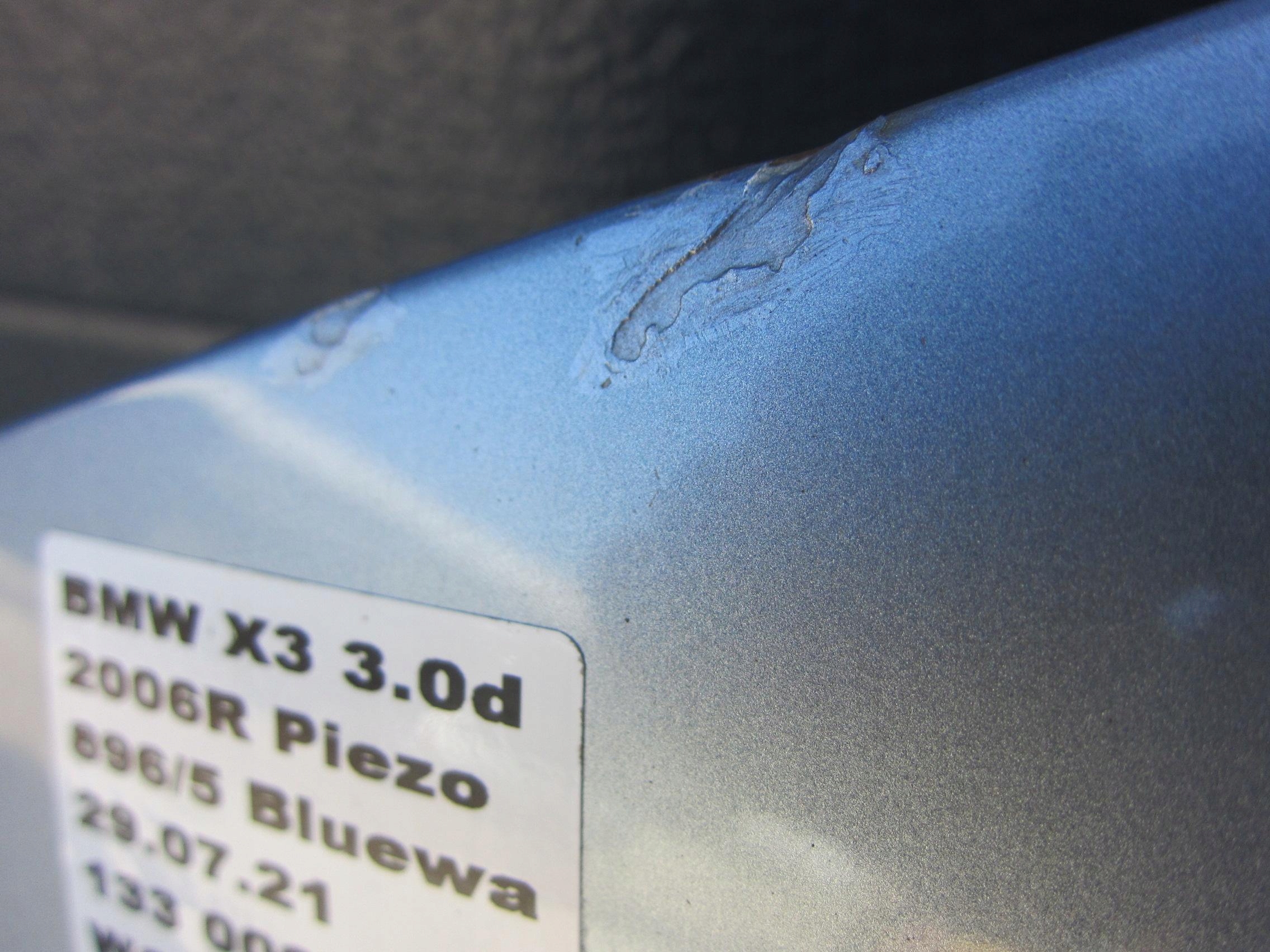BMW E83 X3 3.0 bonnet front front 896 BLUE WATER