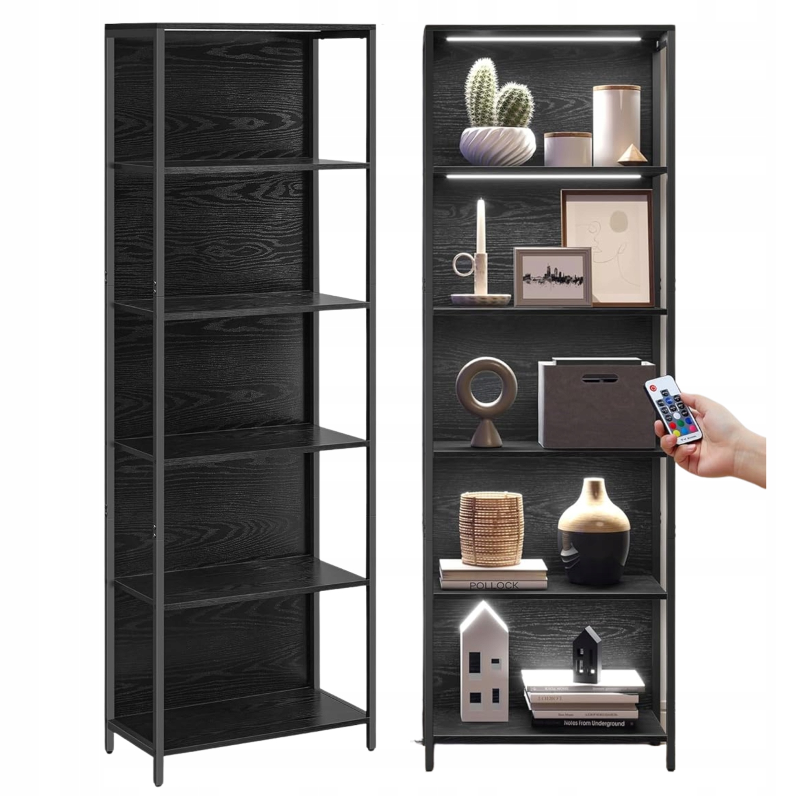 Regál Úzky Stojaci Stĺp 6 úrovní políc s Led osvetlením do obývacej izby