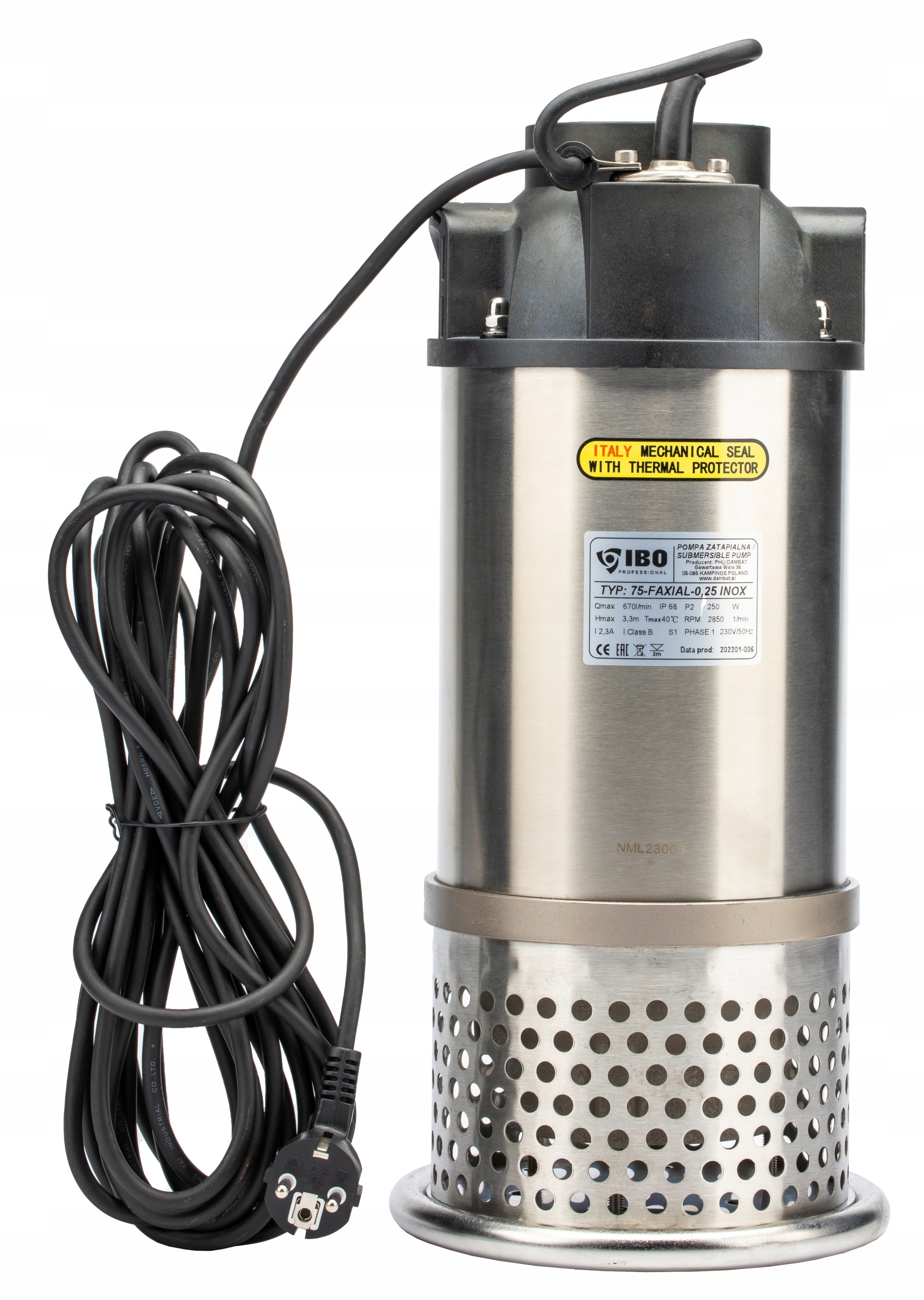 Ponorná Povodňová Pumpa Do Kĺbu Veľmi Vysoká Účinnosť 670 l/min 250 W