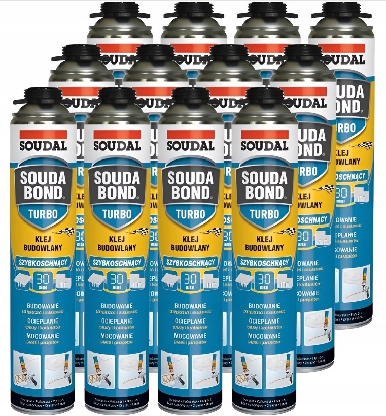 Soudal Lepiaca Pena Polyuretánové lepidlo Soudabond Turbo Rýchle 750 ml 12 Kusov