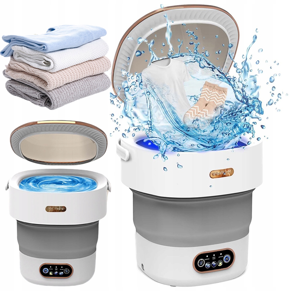 Przenośna Składana Mini Pralka Turystyczna 12L Biały Kempingowa