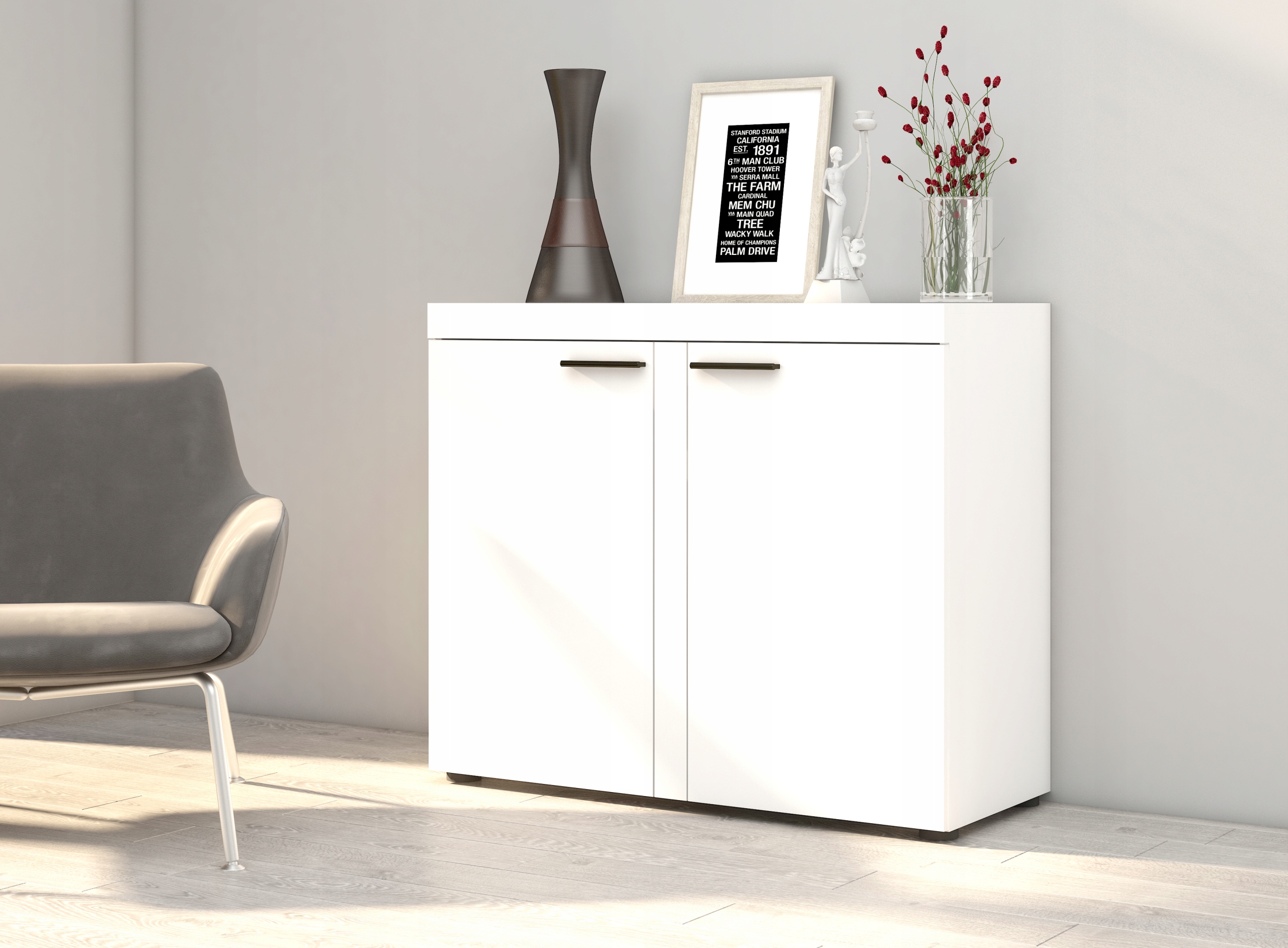 Komoda 2-Drzwiowa Salon RTV Grafit Lefkas 97 LRXK7 Szerokość mebla 97 cm