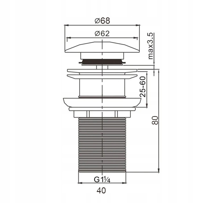 KOREK UMYWALKOWY AUTOMATYCZNY Z PRZELEWEM klik klak CZARNY SATYNOWY CLICK Marka Unitec