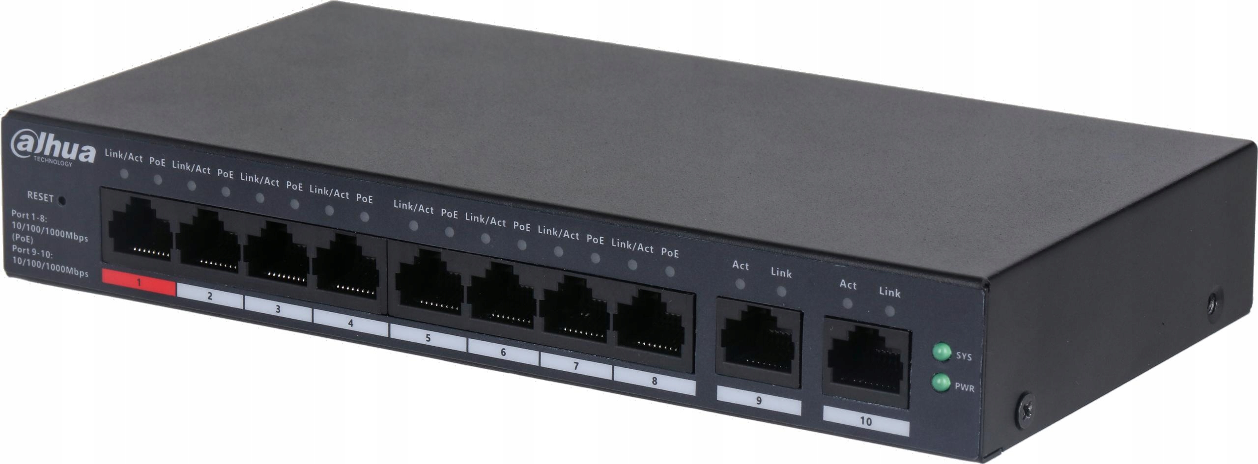 PoE Switch Dahua CS4010-8GT-110, 8-portový 10/100/1000 Mb/s