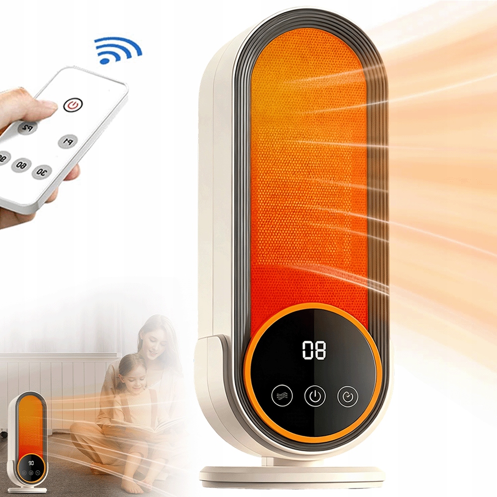 Keramická Farelka Ptc S Dálkovým Ovládáním Termoventilátor Časovač 3 Úrovně 1200W