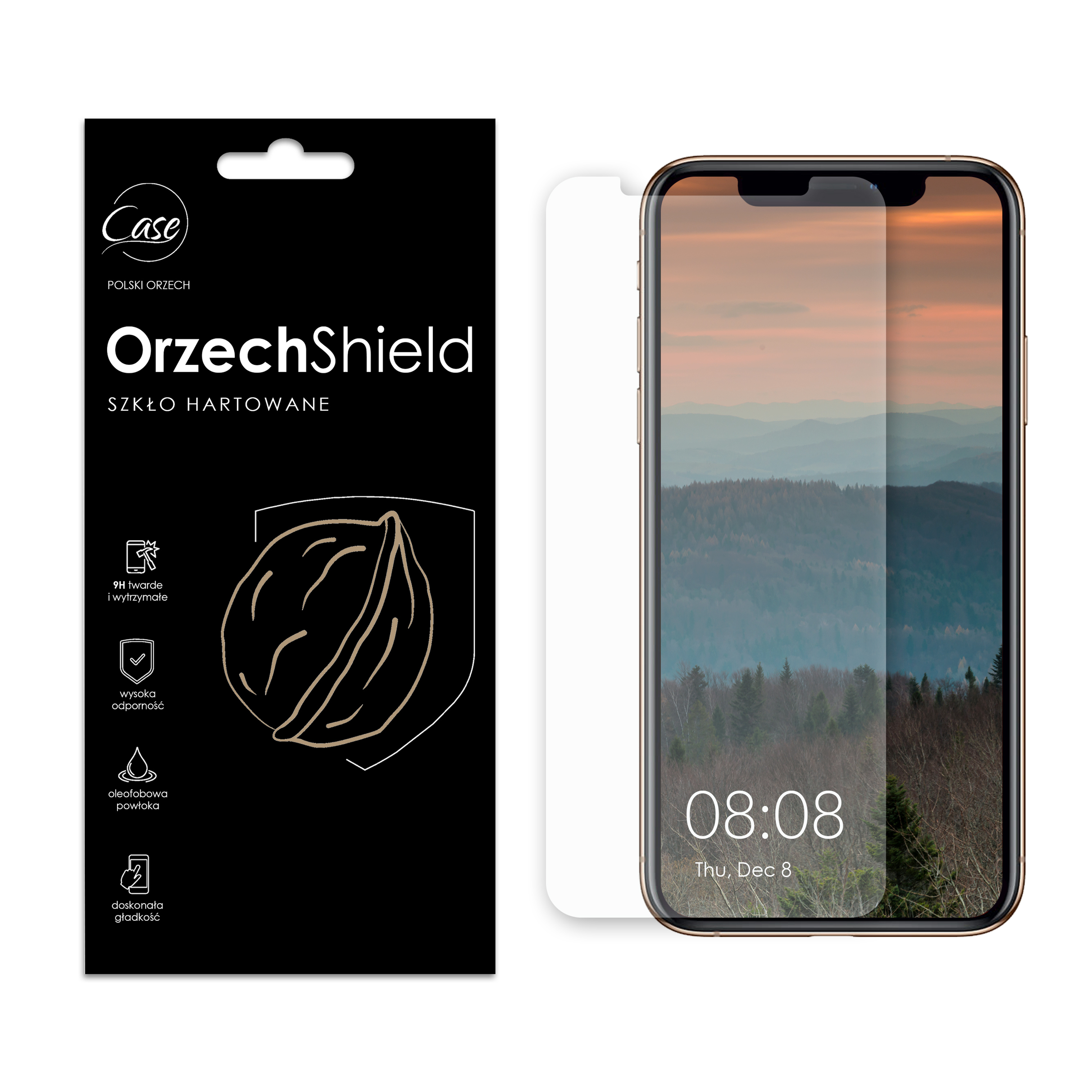 

Szkło Hartowane Polski Orzech do iPhone X Xs