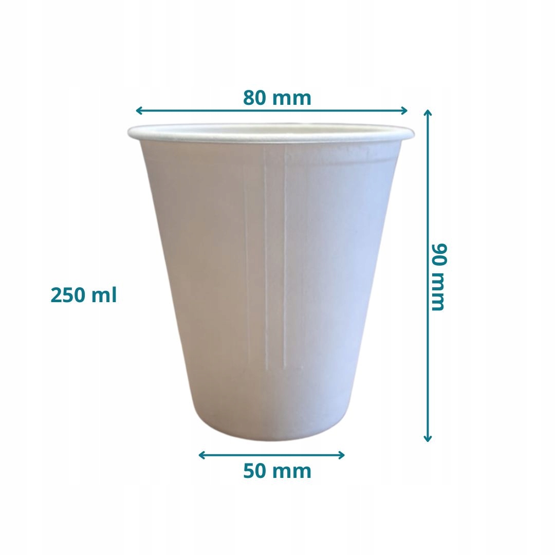 Kubki z pulpy trzciny cukrowej 250 ml EKO + WIECZKA 50szt Marka Olpack
