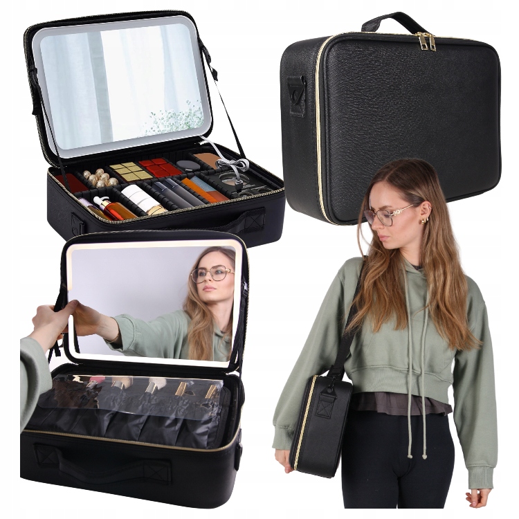 Kosmetická taška XL s Led podsvícením zrcátka na kosmetiku a doplňky