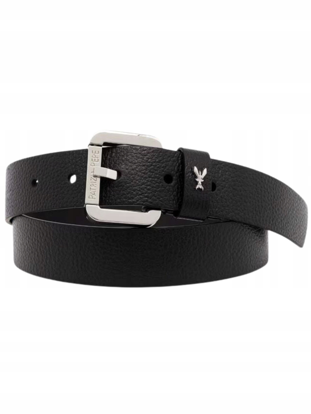 Pásek dámský kožený Patrizia Pepe CW8684 L001 černý stříbrný Belt: Xs