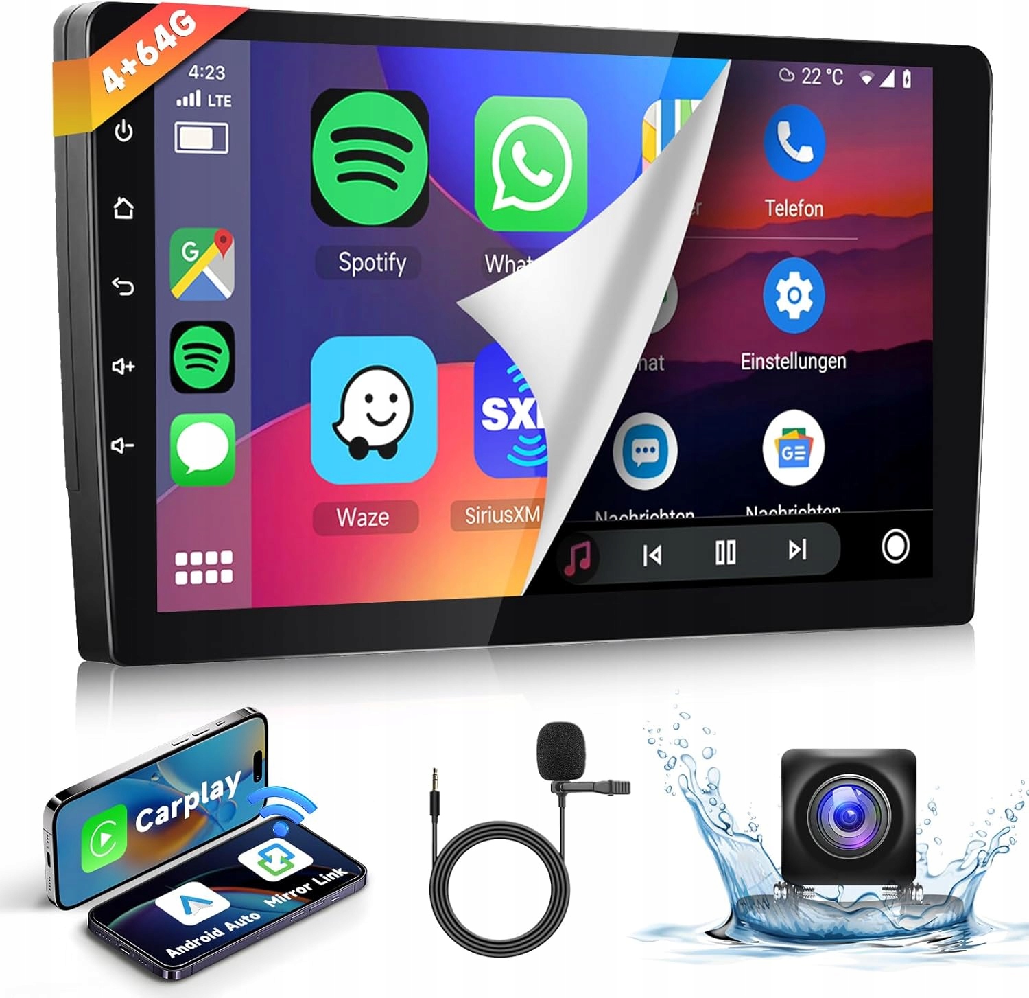 Automobilové rádio 2-din s 9" displejom a cúvacou kamerou