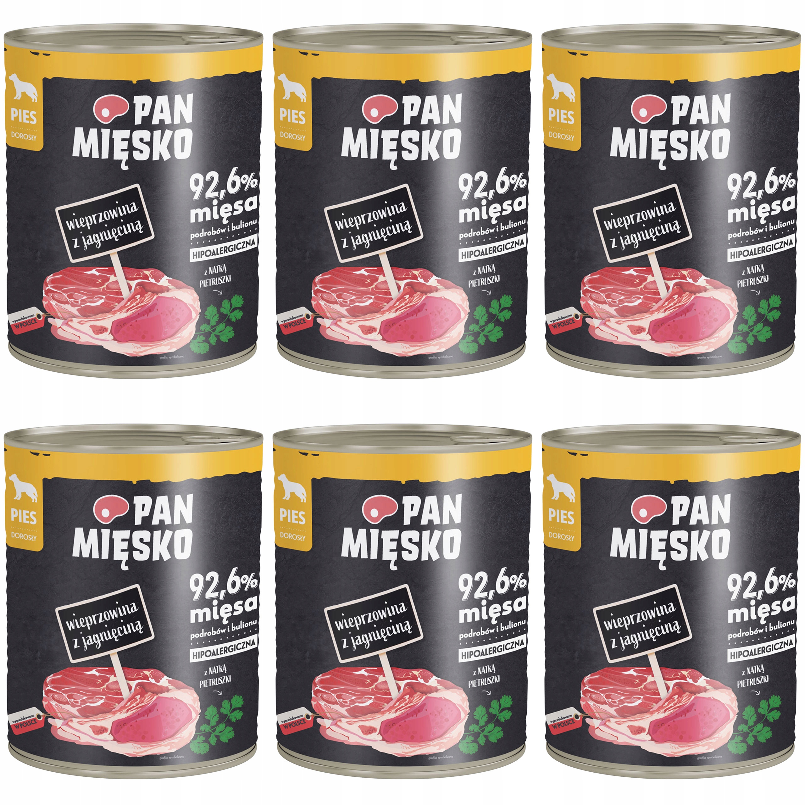 Levně Pan Mięsko Krmivo pro psa Vepřové jehněčí maso 6x800g