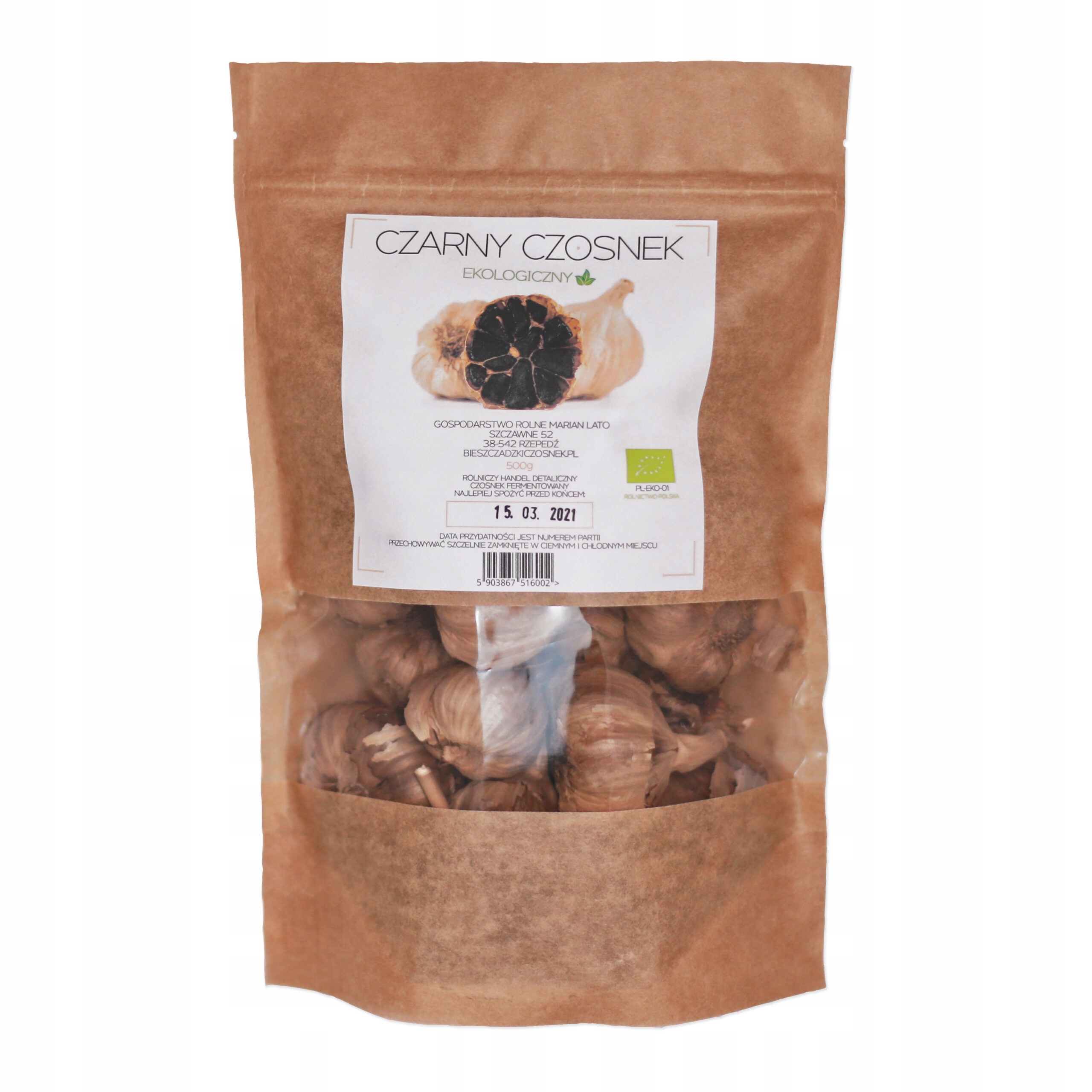 Czarny Czosnek Polski Bieszczadzki Eko 500g Naturalny główki, główka