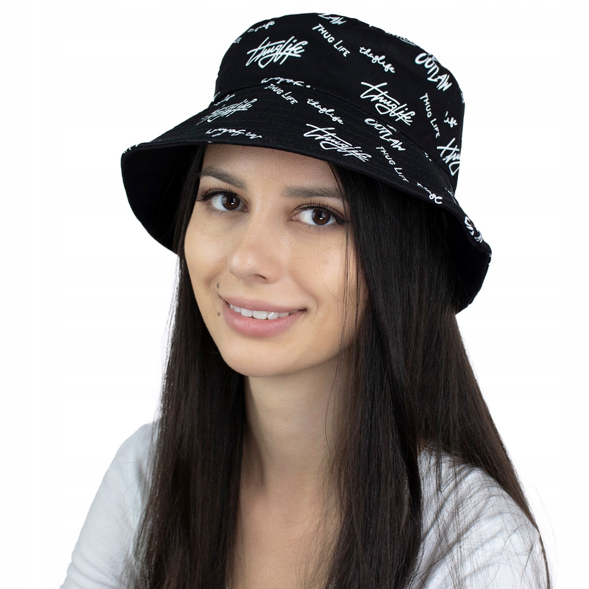 BUCKET HAT czapka dwustronna napis KAPELUSZ rybacki