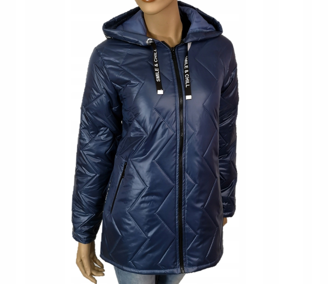 LEKKA KURTKA PIKOWANA WIOSENNA TAŚMA 2XL 48 50 Długość do połowy uda