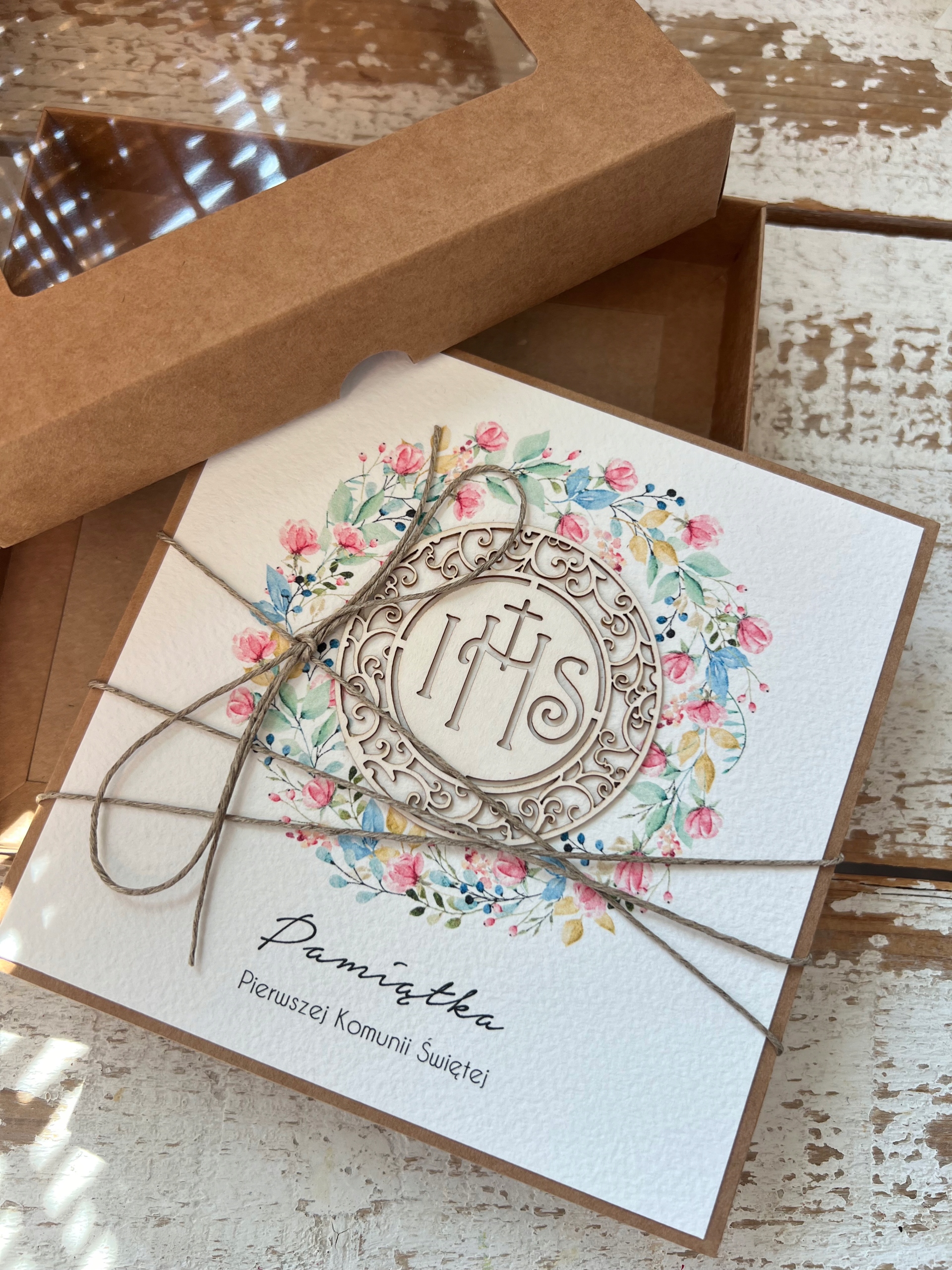 Ručně vyráběná pohlednice na svaté přijímání Památka přijímání