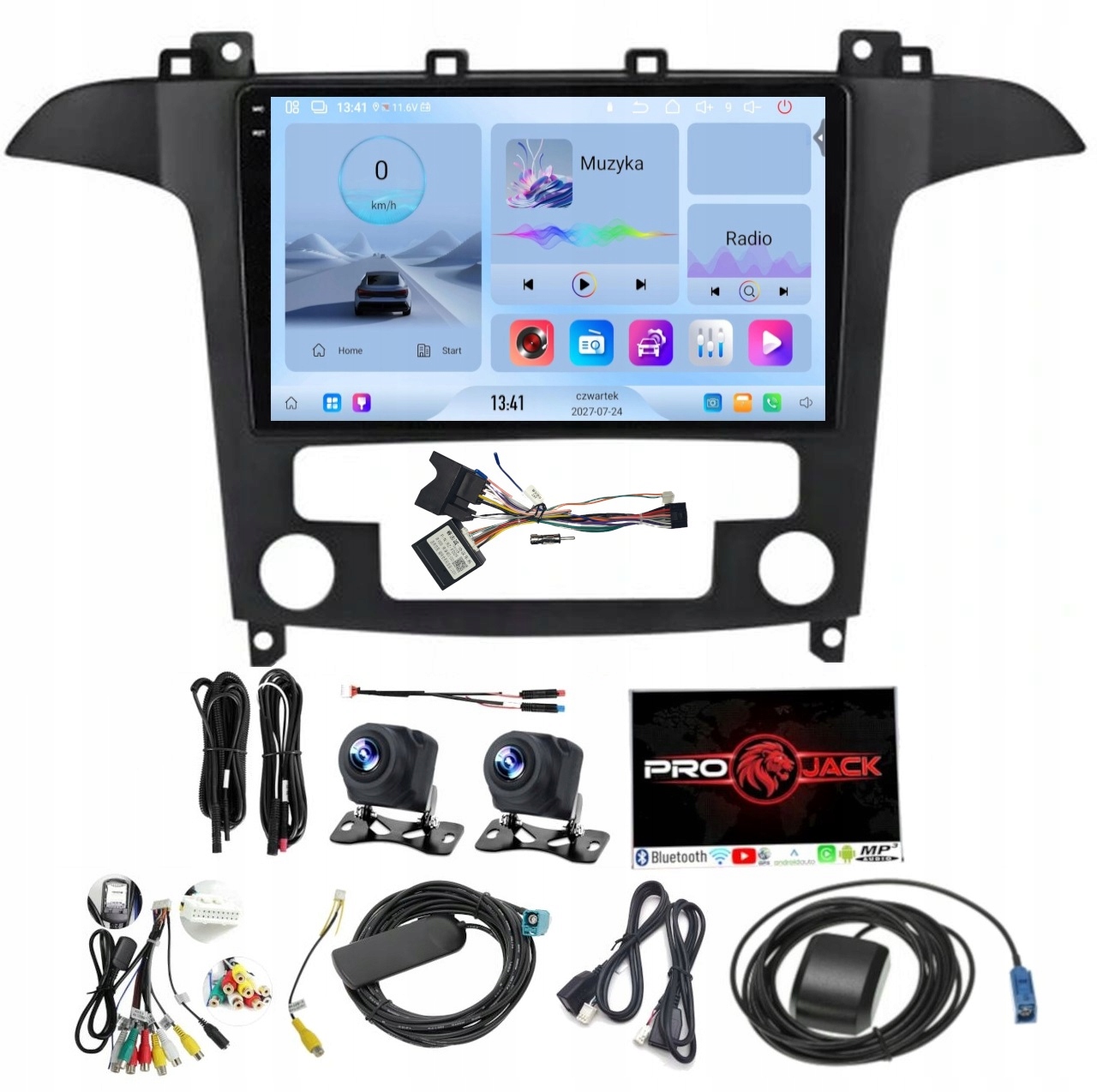 Rádio Android Bt Ford Smax Galaxy 2006-15 4/64GB Wifi Usb Carplay Modem Sim