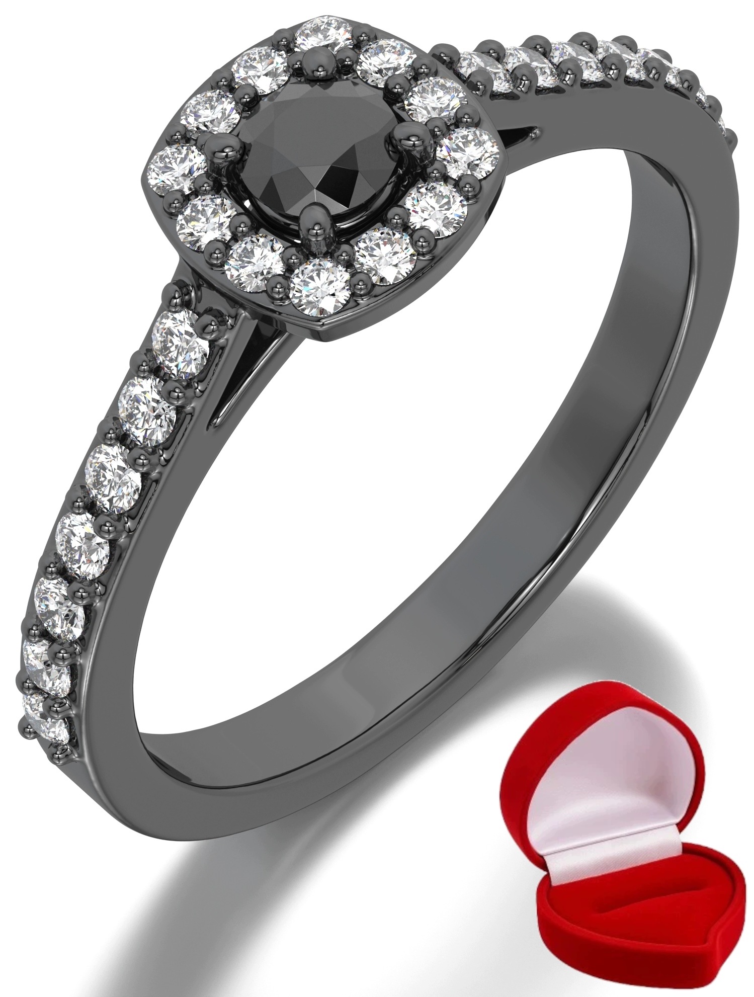Zlatý Prstýnek 585 14k Brylant Č. 0,14 ct Černé Zlato R9