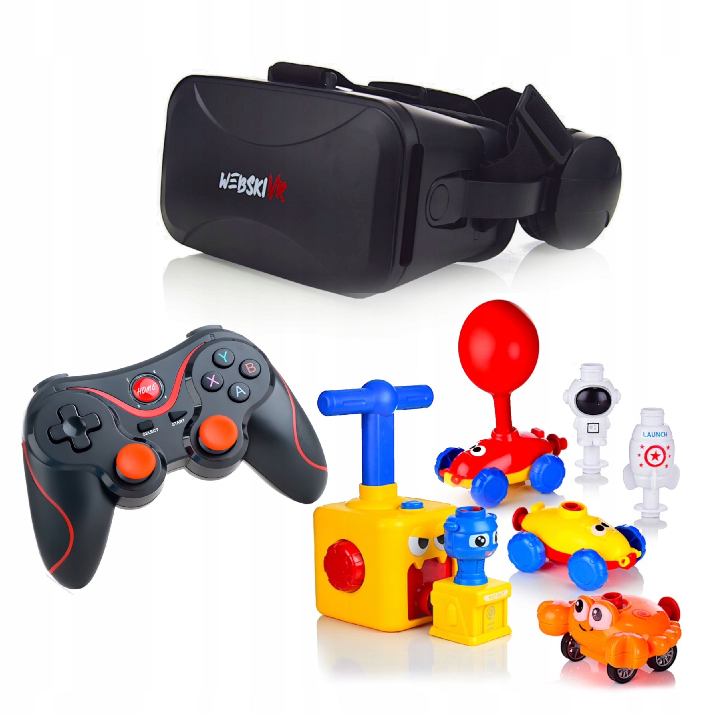 Okuliare Vr 3D 360 Stupňov+gamepad+ Pneumatický Vystreľovač Balónov