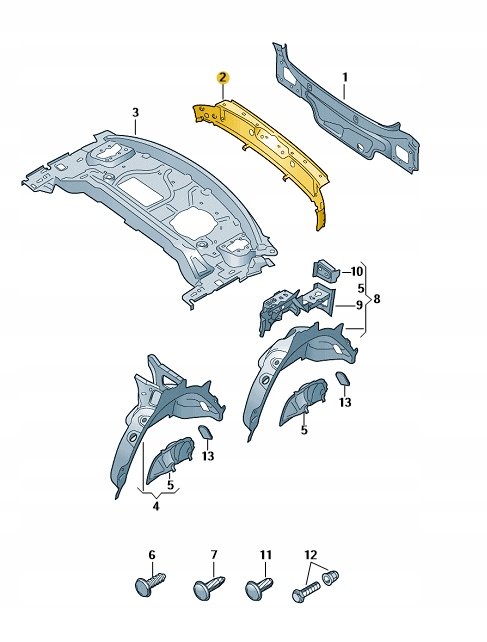 8W6813331TA - Усиленный задний закрывающий лист AUDI A5 B9 COUPE
