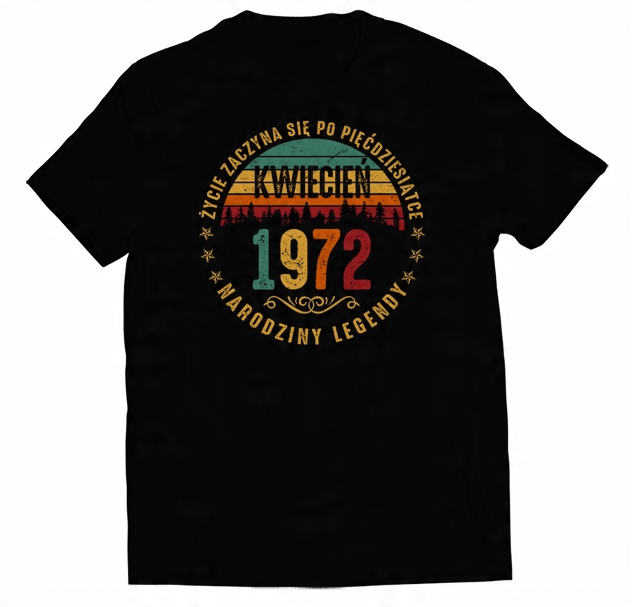 

Koszulka Na 50 Urodziny Kwiecień Sunset 1972 XL