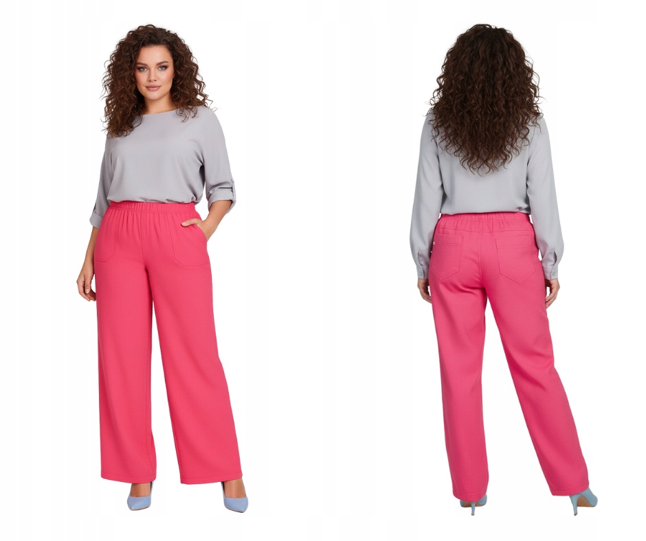 Lněné letní kalhoty Cevlar rovné nohavice, barva malinová, velikost 48