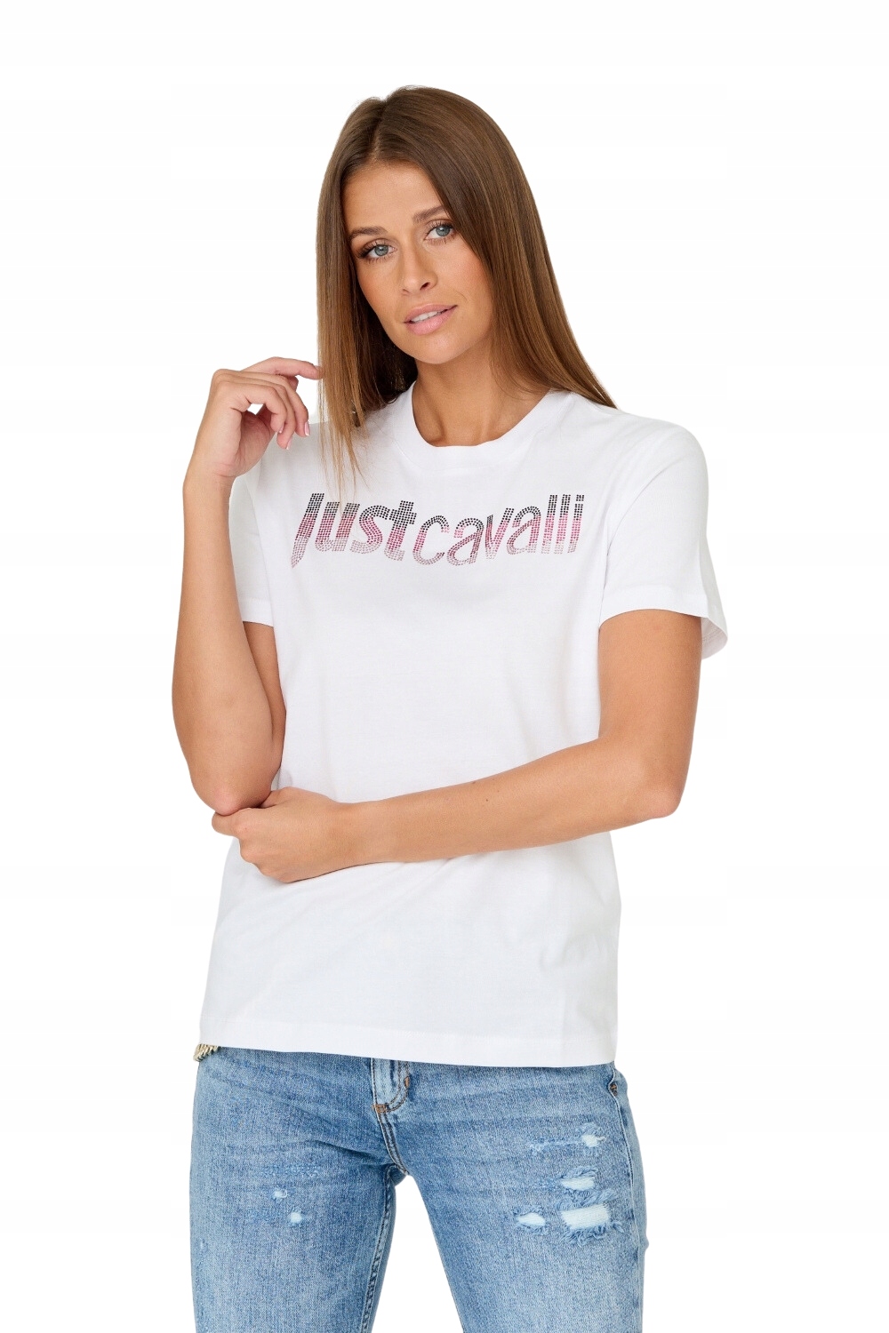 Just Cavalli Bílé tričko R Logo Crystal Xs
