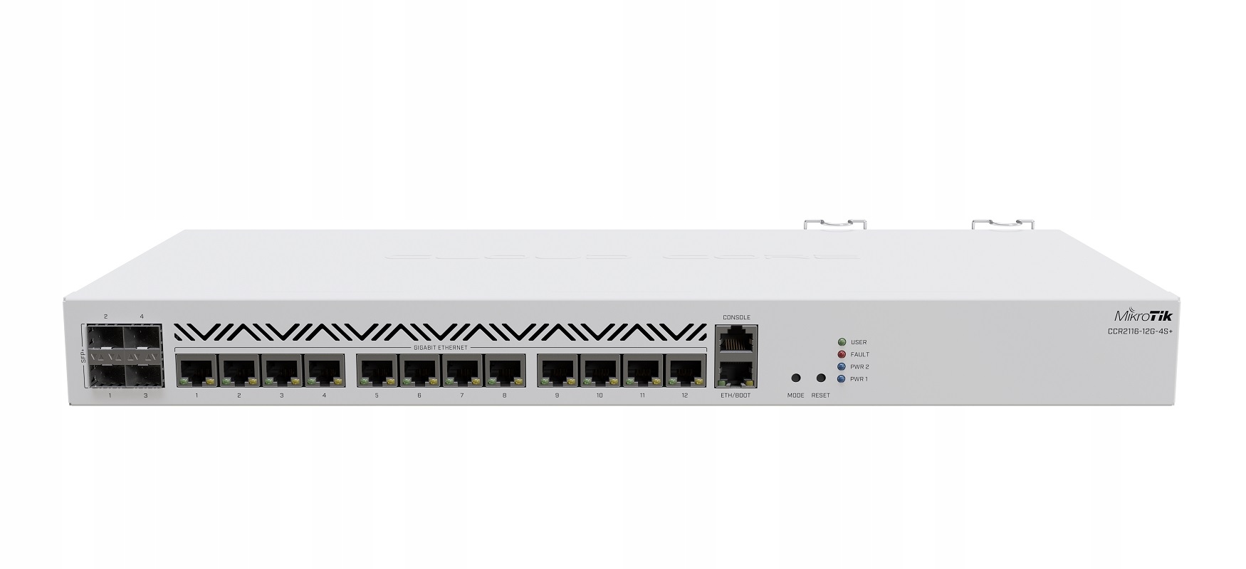 Router MikroTik CCR2116-12G-4S+ so 16-jadrovým Arm procesorom