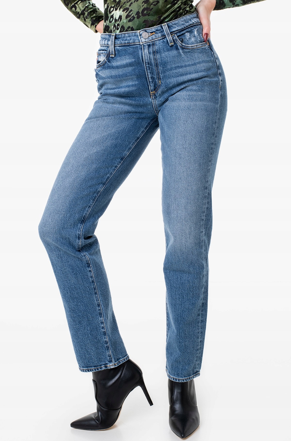 Guess Džíny Mom Jeans S Vysokým Pasem A Oděrkami 24/32 G_a