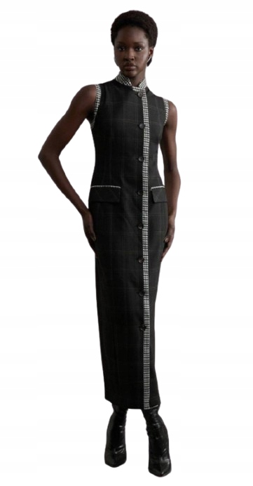 Karen Millen Černá Šaty MIDI Se Zámkem Pro Nízké Petite 40 B1F