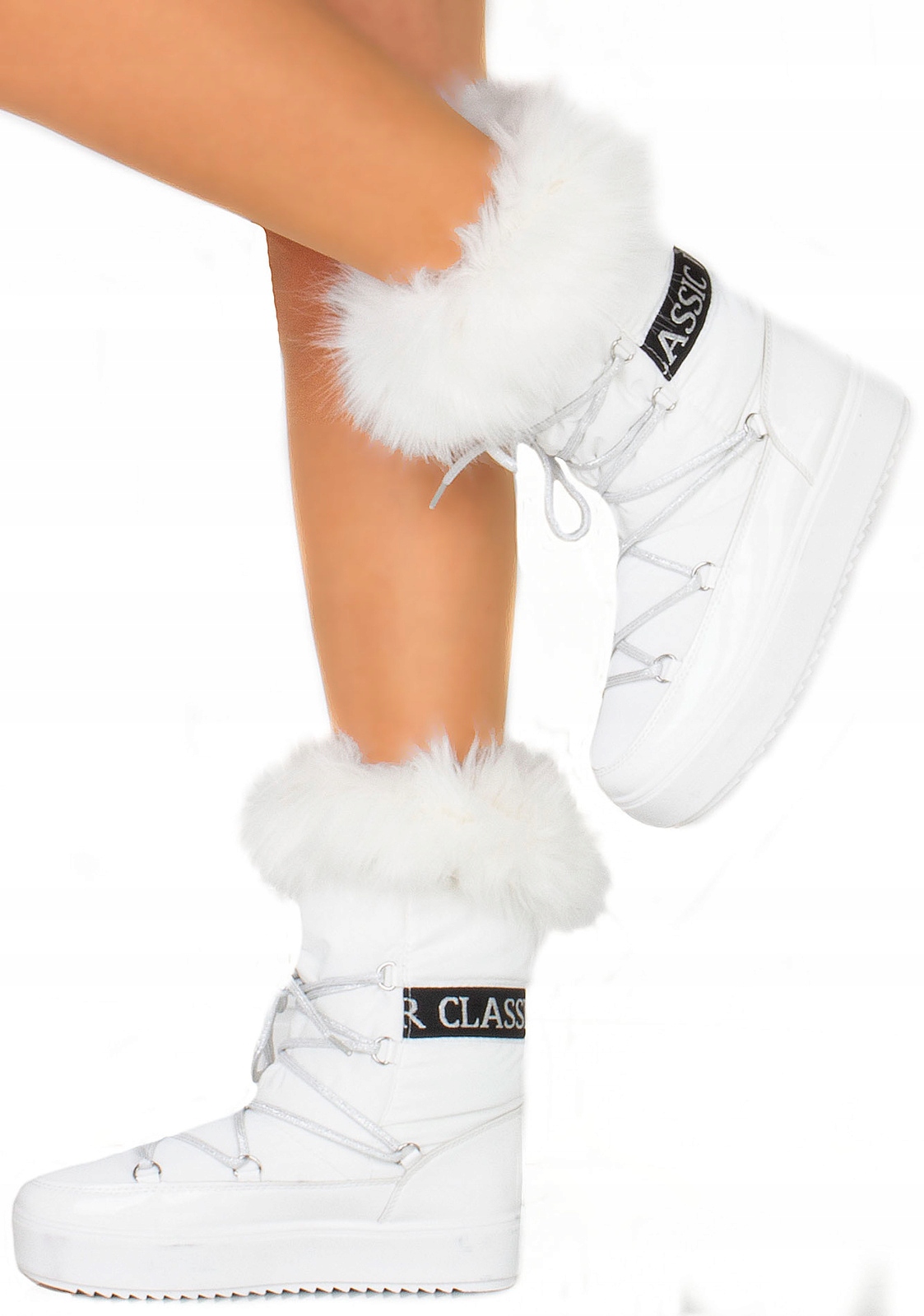 ŚNIEGOWCE BIAŁE BOTKI Z FUTERKIEM OCIEPLANE ZIMOWE KOZAKI 39 Marka inna