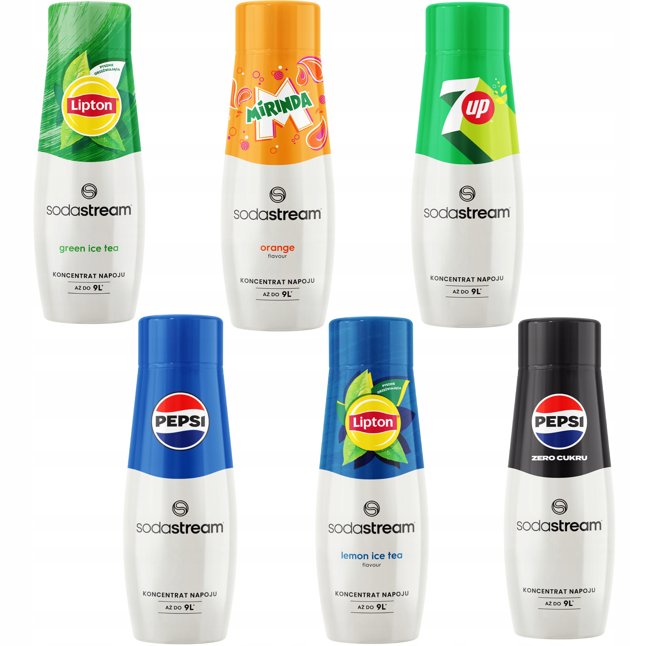 Sada 6 kusů, SodaStream Pepsi, Lipton, 7UP, Mirinda Sirupy na vodu s plynem