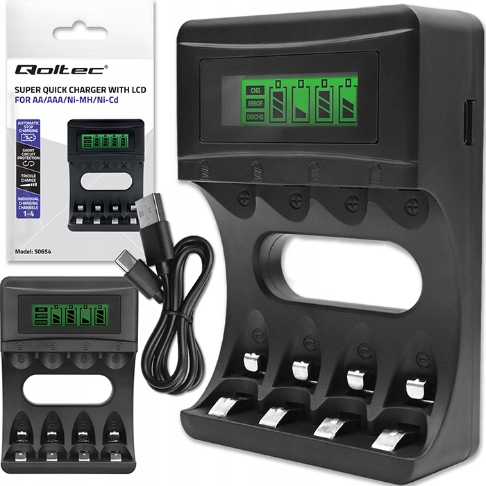 Szybka uniwersalna ładowarka do baterii paluszków Ni-MH R03 AAA R6 AA LCD