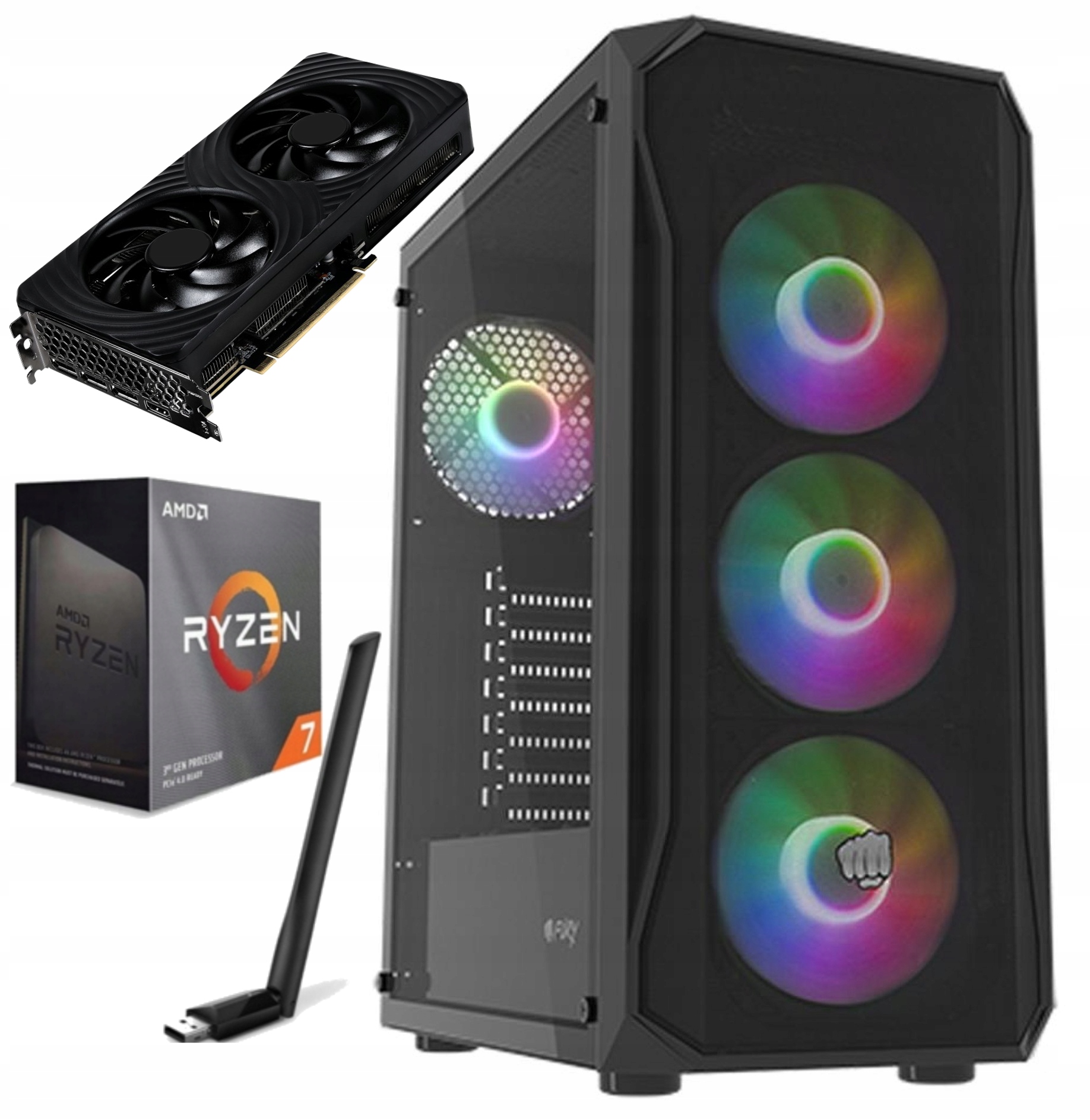 Komputer Gamingowy Amd Ryzen 7 5700X 64GB 1TB PCIe RTX5060 Ti Win11Pro