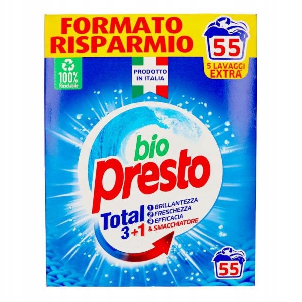 Levně Prací prášek Bio Presto Risparmio kg, 50 praní