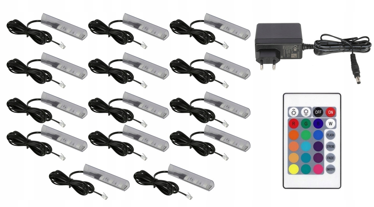 14 x Rgb Led klipy pro polic skla, klip Komplet