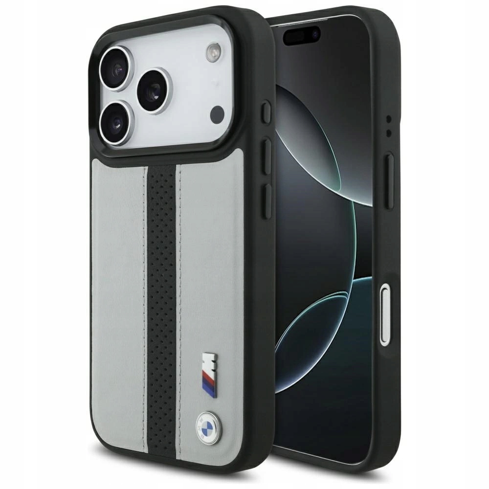 Pouzdro Bmw M Perforated Stripe Logo MagSafe pro iPhone 17 Pro šedé