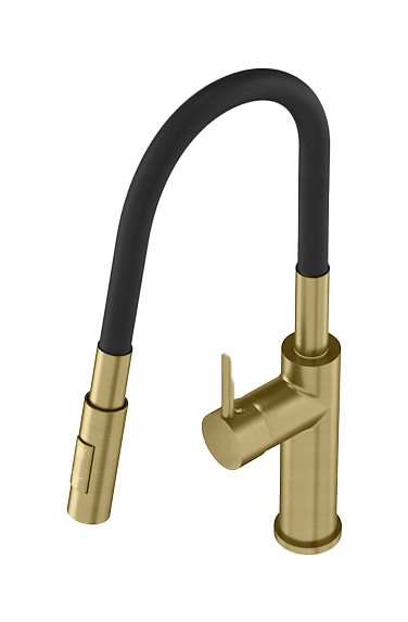 Kuchyňská Baterie Zlatá Kartáčovaná Kohoutková Vysoká Flexibilní Dřez
