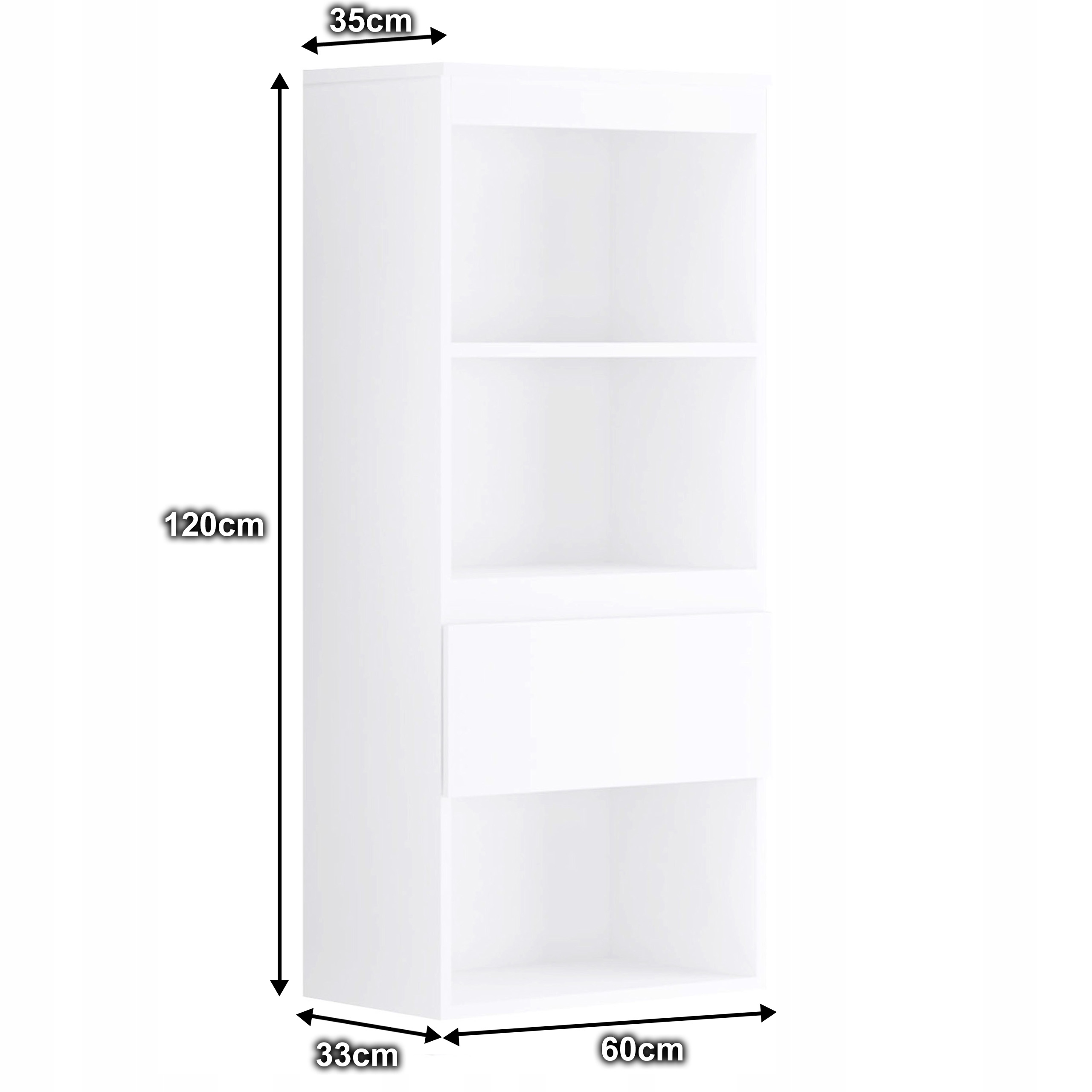 REGAŁ SYSTEMOWY Z SZUFLADĄ BIBLIOTECZKA BIAŁY MAT Szerokość mebla 60 cm