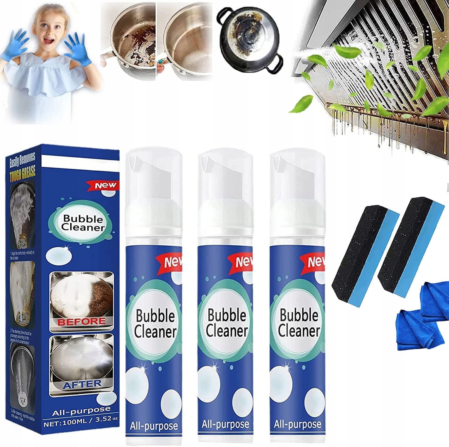 All Purpose Rinse Cleaning Foam, Bubble Cleaner Foam Spray, North Moon